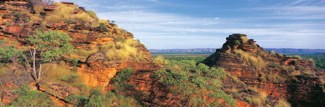 A photo taking in two rocky peaks, part of Mirima National Park, a few minutes’ drive from Kununurra township.